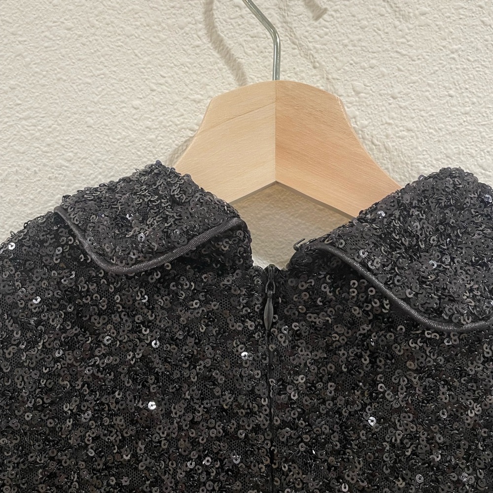 NWT Petal & Pup McKenzie Sequin Black Button Up Collar Mini Dress XS - Picture 16 of 16